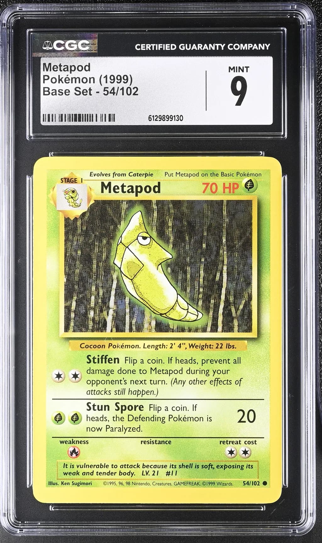1999 #54 Metapod CGC 9 Base Set - Unlimited - English